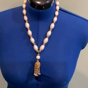 Vintage beaded necklace with tassel